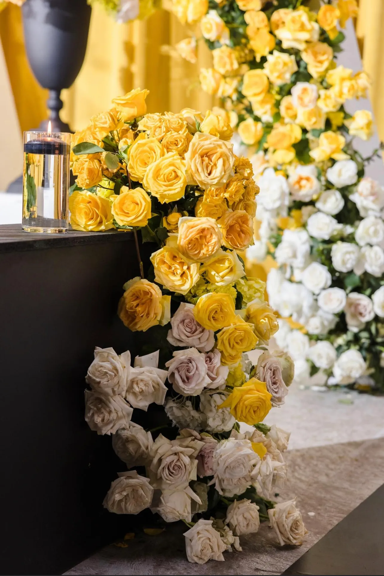 Yellow and gold rose arch by Greystone