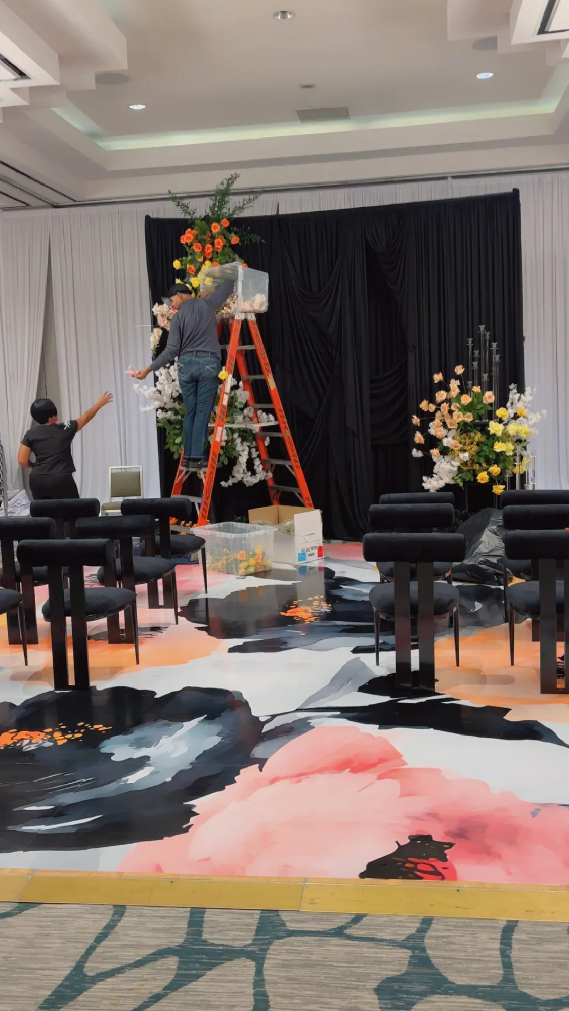 The Greystone team setting up an activation space