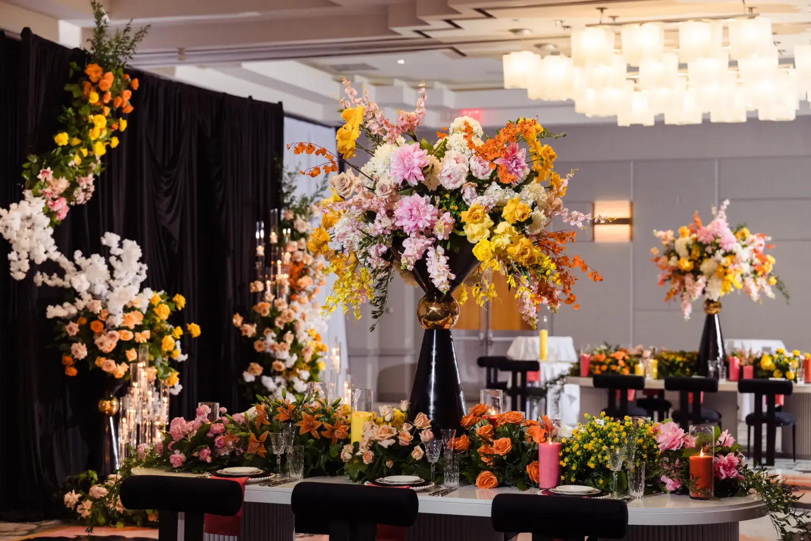 Gold reception tablescape by Greystone