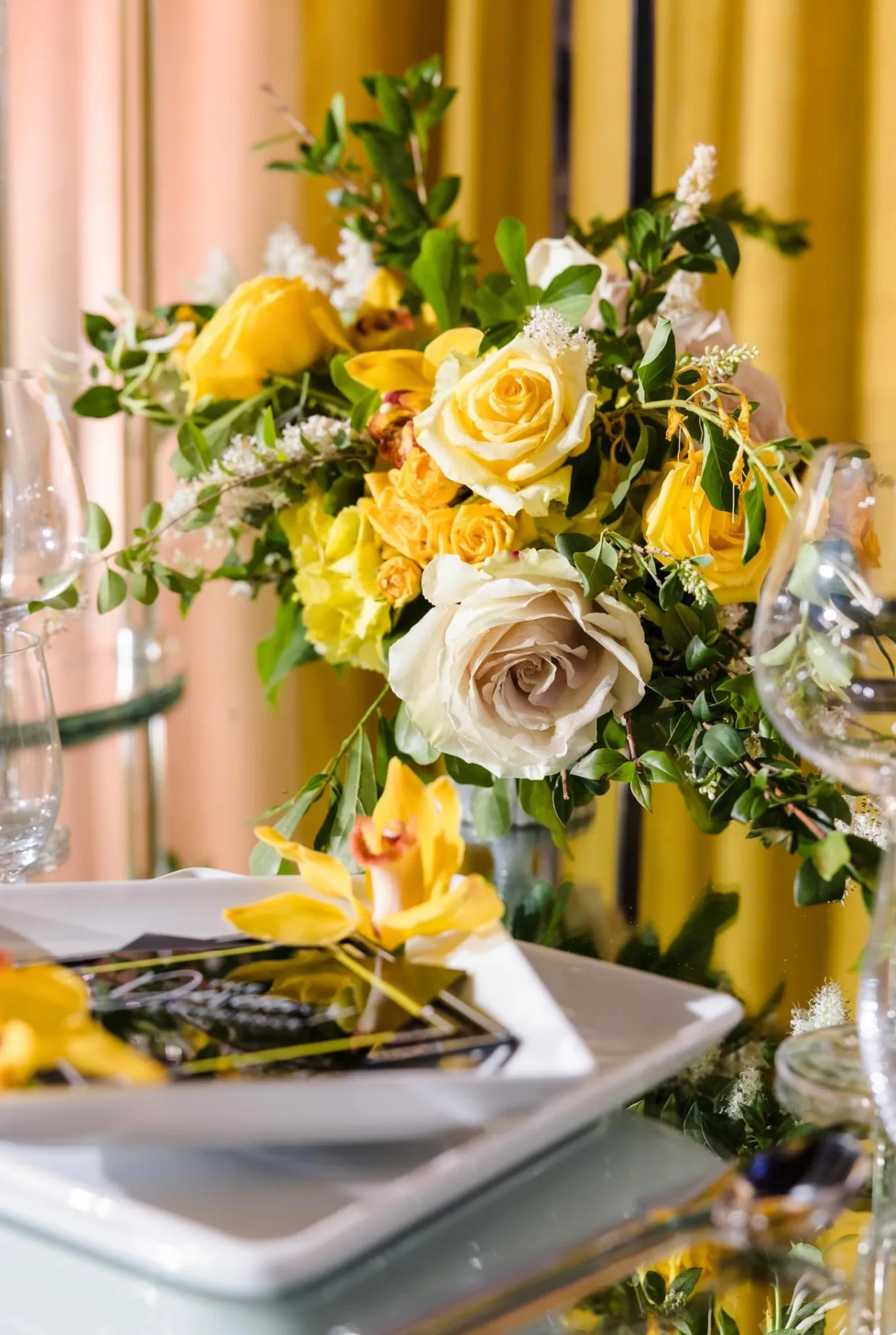 Yellow tablescape detail by Greystone